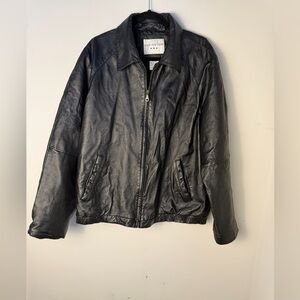 Covington Men’s Genuine Leather Jacket Black Zip Front Size XL